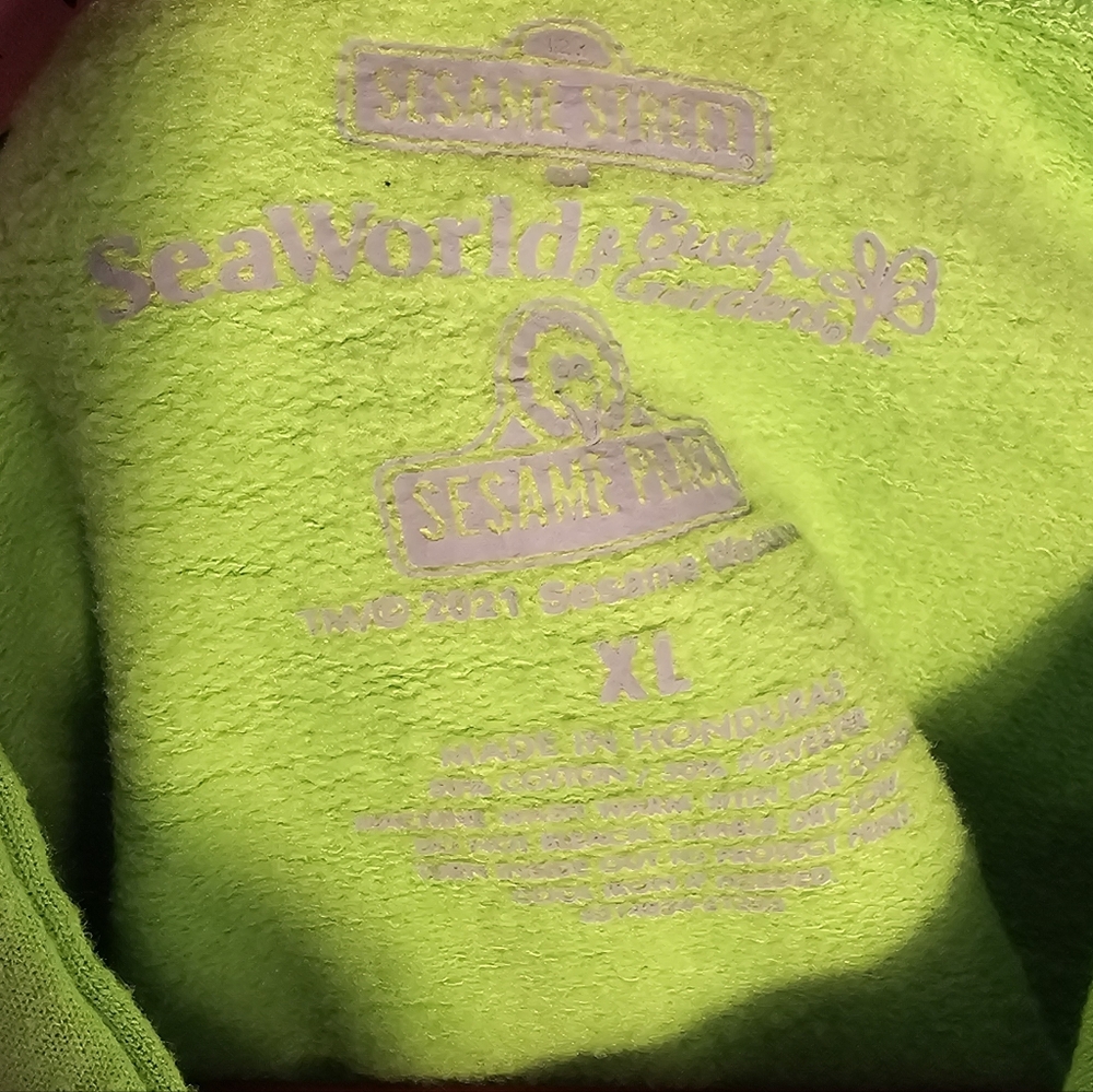 Seaworld/Busch Gardens/Sesame Street Green Oscar The Grouch Hoodie Mens XL - Picture 2 of 3